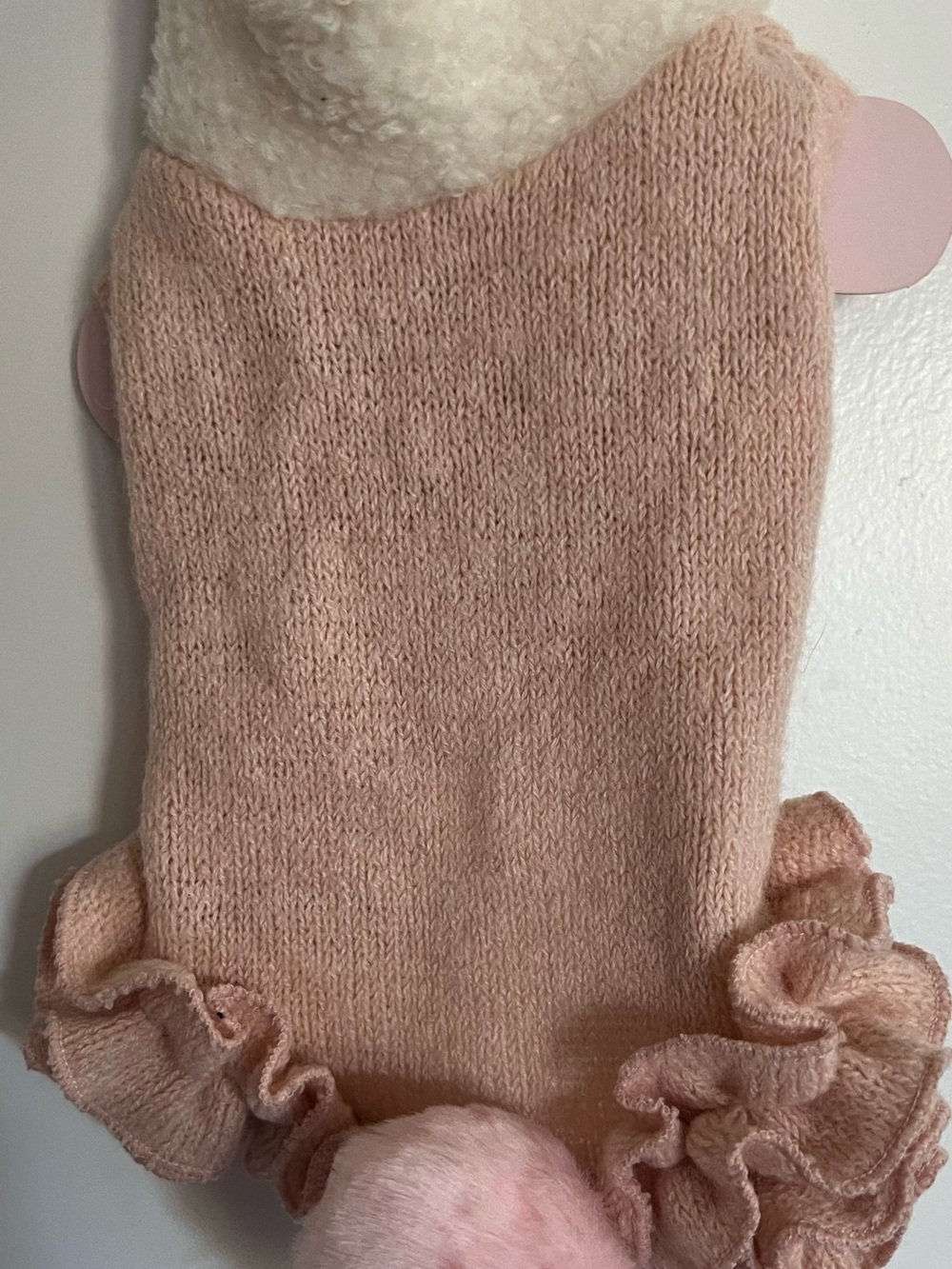 Boris Blush Pink Ruffle-Knit Baby Footie